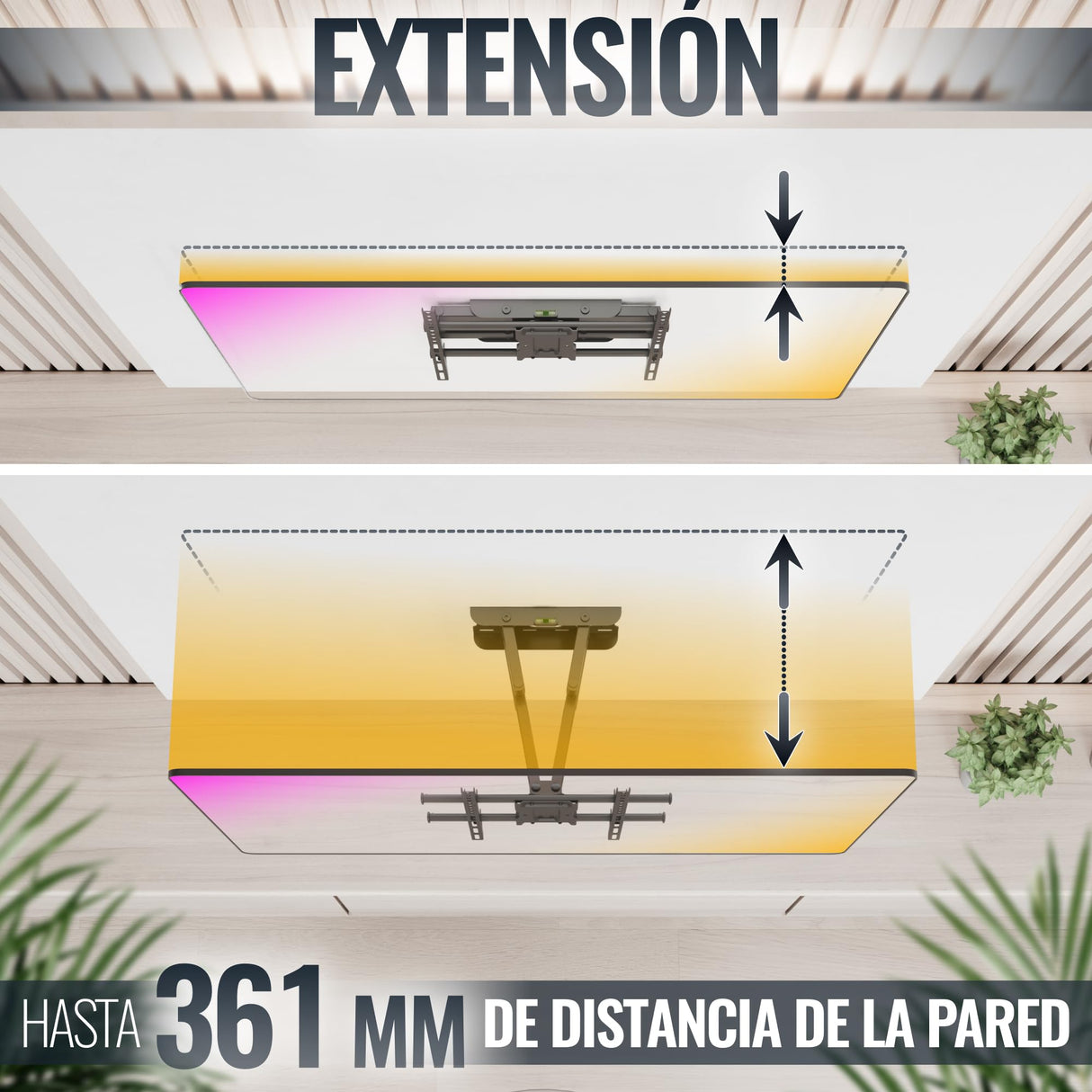 RICOO Soporte TV Pared 32-65" Pulgadas (81-165cm) S7244 Brazo articulado Giratorio Inclinable Colgador televisión Universal VESA 200x200-400x400 Negro