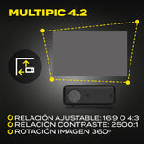 OVERMAX Multipic 4.2 Proyector Nativo Full HD 1080p, proyector de hasta 200", Home Cinema Compacto de 4500 lúmenes, WiFi, Bluetooth, Panel de Control táctil, relación de Aspecto: 16:9, 4:3