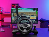 Trust GXT 289 Movi Volante de Carreras PC, Xbox Series X/S, PS4, Nintendo Switch, con Pedales, Levas de Cambio, Palanca de Cambios, Vibración, Racing/Farming Simulator / F1 / Gran Turismo