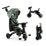 Kinderkraft JAZZ2 Triciclo 6 en 1, con función de Rueda para niños, Cochecito Plegable con Accesorios, protección UV UPF50+, de 9 Meses a 5 años, Verde