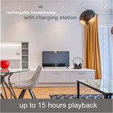 NEDIS Wireless TV Headphones | RF | Over-Ear | Maximum Battery Play Time: 11 hrs | 100 m | Digital Audio | Charging Dock | Black/Silver