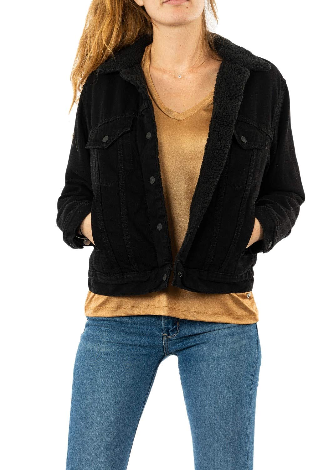 Levi's Ex-boyfriend Sherpa Trucker, Sherpa para Mujer, Forever Black, L