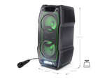 SHARP PS-931 Party Speaker, microfono, TWS, Bluetooth, 2 x USB, 2 puertos 6,3 mm para microfono y guitarra, luces multicolor, 180W p. maxima, bateria litio integrada con hasta 13 horas de reproduccion
