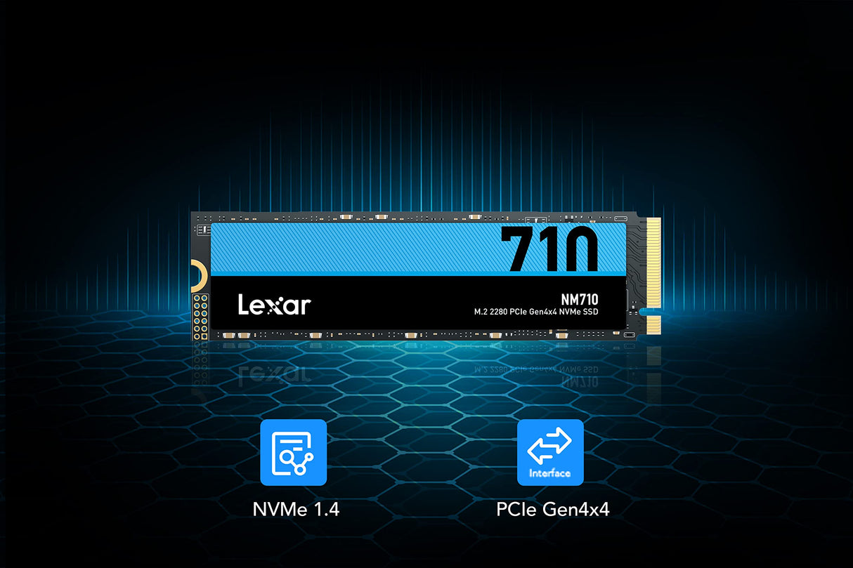 Lexar NM710 1TB SSD, M.2 2280 PCIe Gen4x4 NVMe SSD interno, hasta 5000 MB/s de lectura, 4500 MB/s de escritura, unidad interna de estado sólido (LNM710X001T-RNNNG)