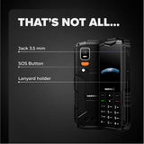 Hammer H Horizon LTE Móvil Irrompible, Batería 3000mAh, 64 GB, Pantalla IPS 2,8", Teclas Grandes, Botón SOS, Linterna, Cámara 2MP, Radio FM, USB-C, Dual SIM, IP68/MIL-STD-810H, Negro