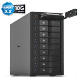 FANTEC 10x USB3.2 Gen2 10G Hard Disk Docking Station for 10x SATA 3.5/2.5 Inch SSDs and HDDs. Transfer Rates up to 10Gbit/Sec, no Tools Required, 2X USB Cable. Metal housing Black