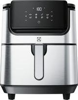 Electrolux E6Af1-6St Explore 6 Freidora de aire, 8 programas de cocina preestablecidos para cocina sana, potencia 1800 W, plata negra, ‎43 x 42,5 x 42,5 cm, 7,3 kg