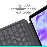 Logitech Combo Touch, funda con teclado, iPad Pro 13 pulgadas (M4)(2024) - Teclado retroiluminado extraíble con soporte abatible, escritura cómoda, modo multiuso, Disposición QWERTY Español, Grafito