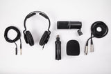 Zoom ZDM-1 Juego de micrófono para podcasts, micrófono dinámico para podcast, ZHO-1, auriculares, trípode TPS-4, esponja, 2 m, cable XLR, para grabación y streaming de podcasts