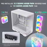 Antec C7 ARGB Blanco, Soporte de GPU RTX 40, 4 Ventiladores ARGB PWM de 120 mm incluidos, refrigeración Vertical, Tipo C de 10 Gbps, Paneles Frontales y Laterales de Vidrio Templado Continuo