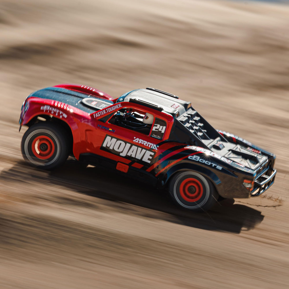 ARRMA- Mojave Grom Coche controlado por Radio, Color Rojo, 1/18 (Horizon Hobby ARA2104T1)