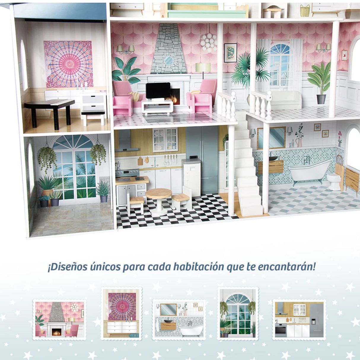 Casa De Madera De MuñEcas 4 Pisos Premium 913D00016 Deqube