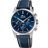 LOTUS Reloj Hombre 18990/2 Chrono Caja de Acero Inoxidable 316l Plateado Correa de Piel Azul