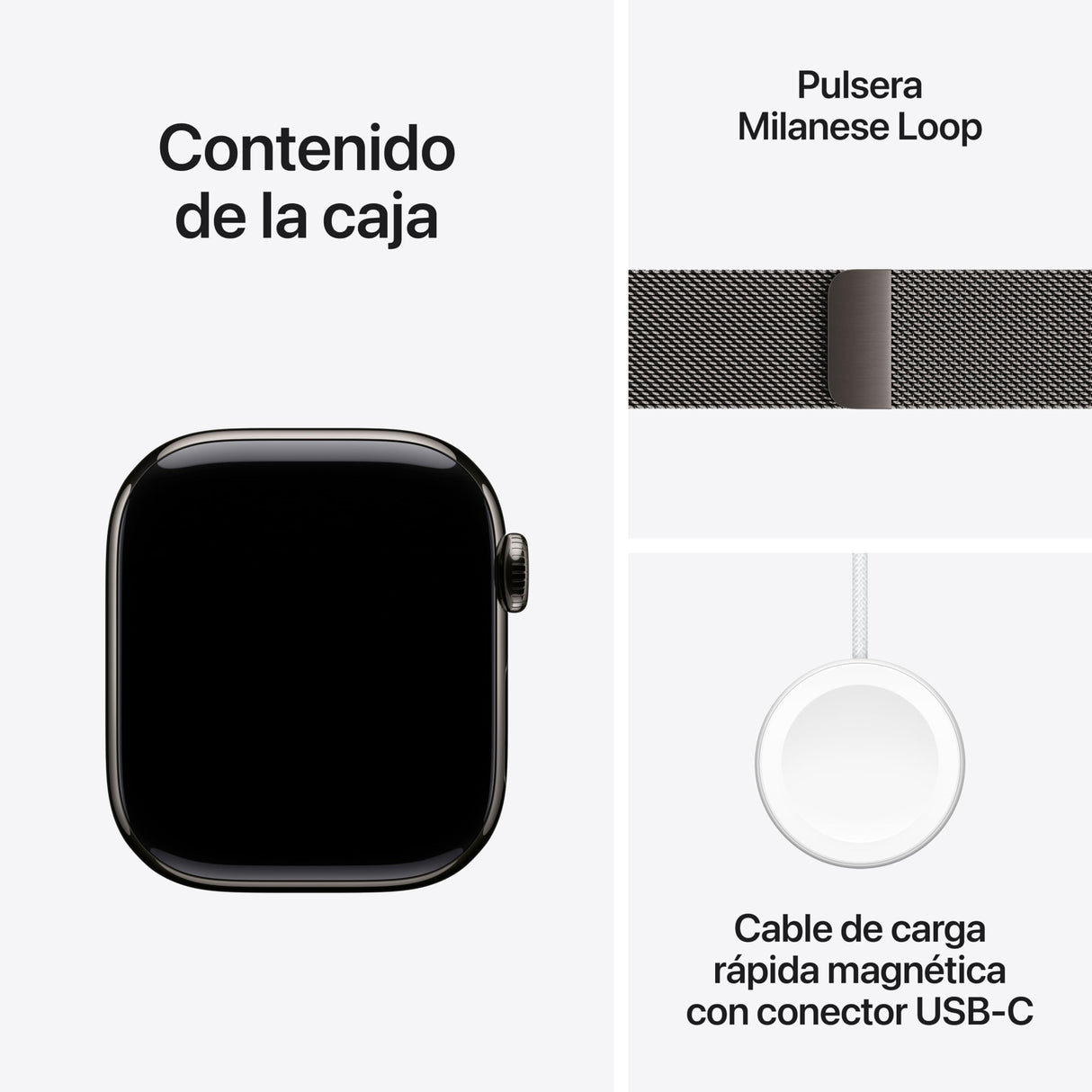 Apple Watch Series 10 GPS + Cellular Smartwatch con Caja de Titanio Pizarra de 42 mm y Pulsera Milanese Loop Pizarra - Talla única. Monitor de entreno, App ECG y Neutro en Carbono