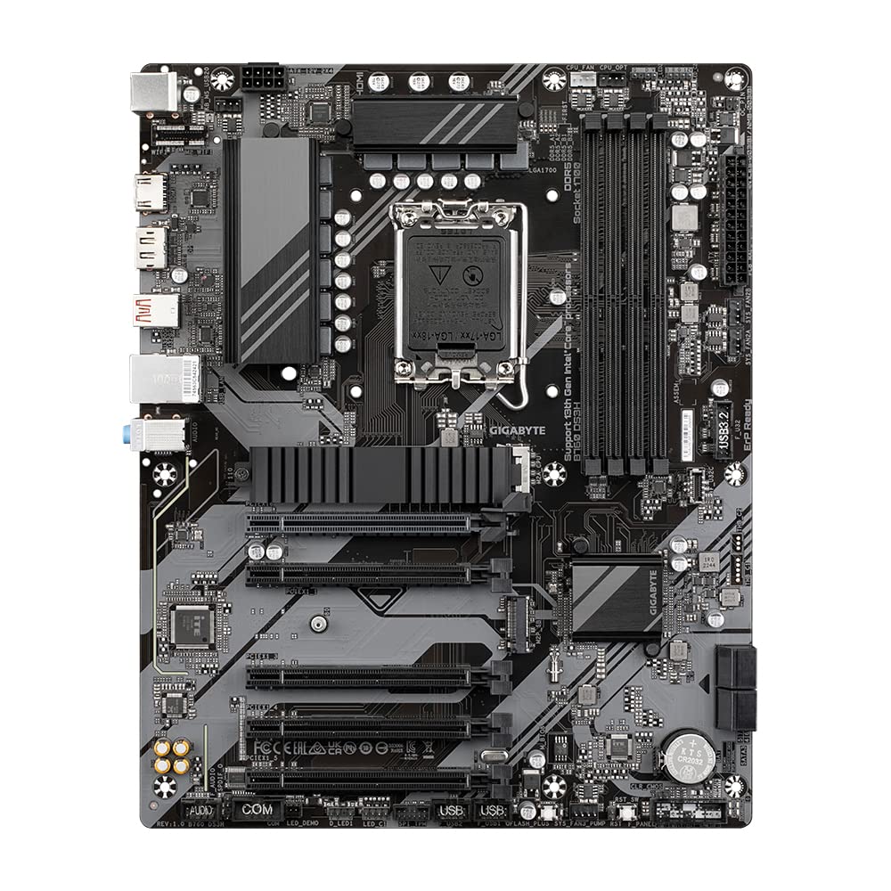 GIGABYTE B760 DS3H Placa Base - Compatible con procesadores Intel Core de 14ª generación, VRM digital de 8+2+1 fases, hasta 7600MHz DDR5 (OC), 2x PCIe 4.0 M.2, LAN GbE, USB 3.2 Gen 2x2