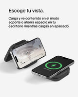 Belkin BoostCharge Pro cargador magnético compatible con MagSafe, base de carga inalámbrica 2 en 1 de viaje de 15 W, estación de carga inalámbrica plegable con Qi2, iPhone 16, Apple Watch 10 y AirPods