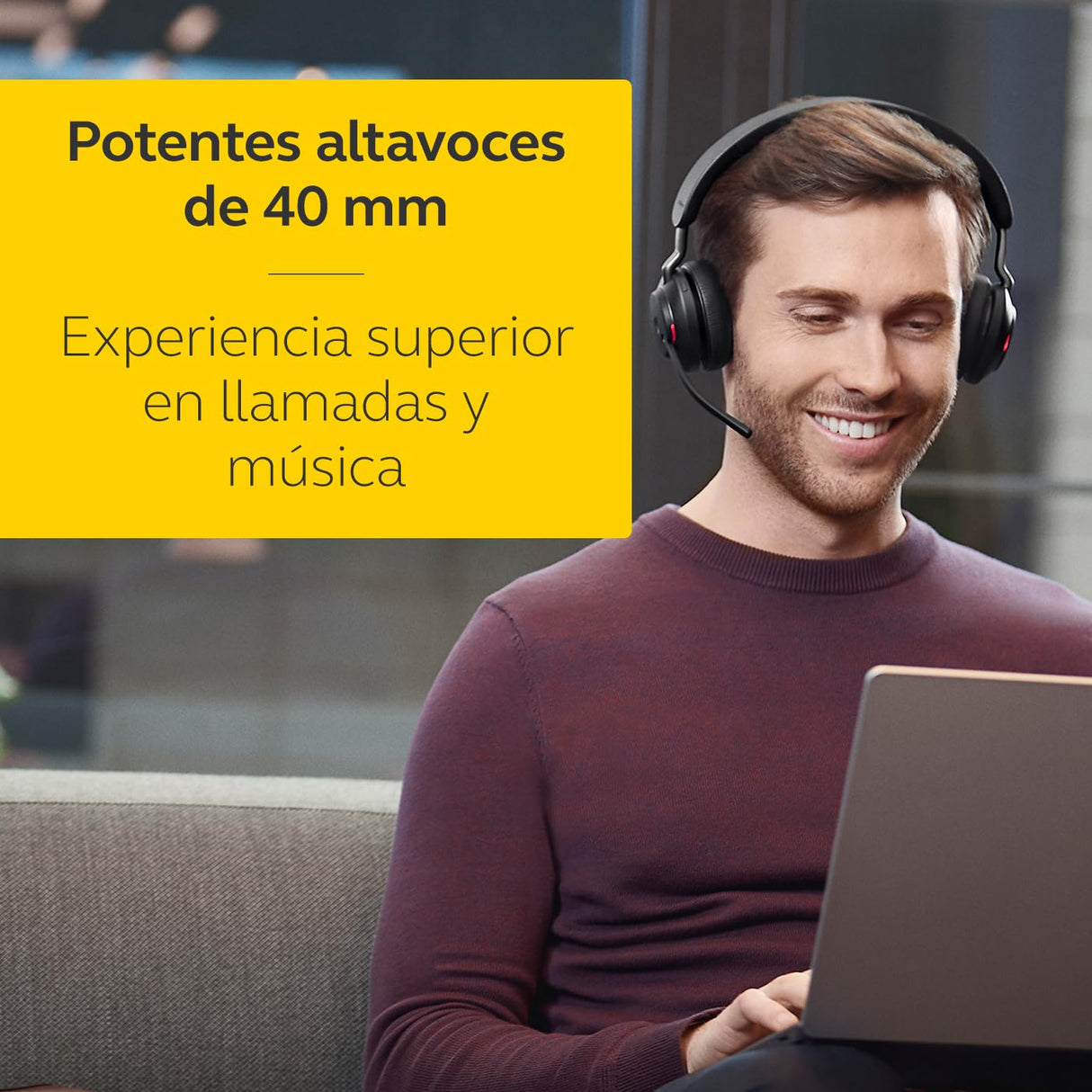 Jabra Evolve2 65 Auriculares Inalámbricos Estéreo PC con Cancelación de Ruido - Certificados para Microsoft Teams - Batería de Larga Duración - Adaptador Bluetooth USB-A - Negro