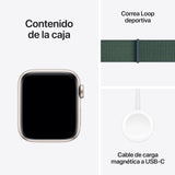 Apple Watch SE de 2.ª generación GPS + Cellular Smartwatch con Caja de Aluminio en Blanco Estrella de 40 mm y Correa Loop Deportiva Verde Lago. Monitores de entreno y sueño y Neutro en Carbono