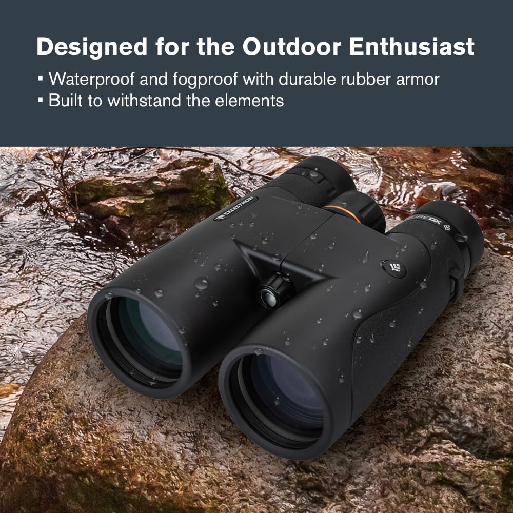Celestron 72325 Nature DX 10x50: prismáticos para Exteriores y para observar Aves, con Revestimiento múltiple Completo y prismas BaK-4, Carcasa revestida de Goma Resistente al Agua y el vaho