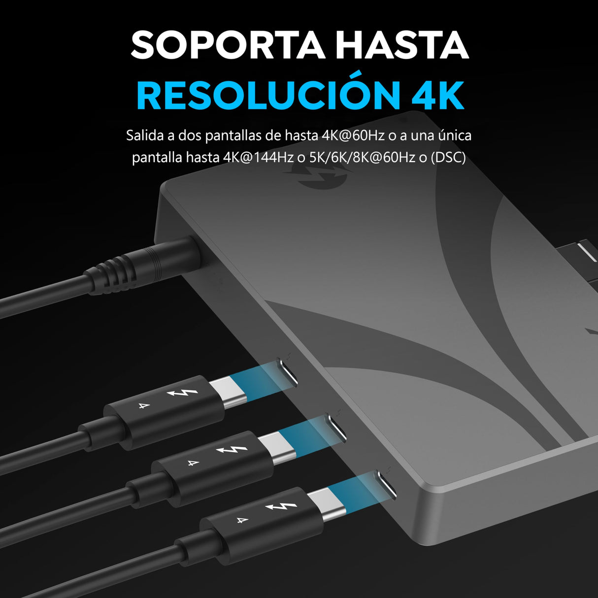 SABRENT Thunderbolt 4 Hub con Carga de 60W para portátiles, USB-C Dock, admite 2X monitores 4K 60Hz o 1x Monitor 4K 144Hz, 5K/6K/8K@60Hz (DSC),Cable TB4 Certificado de 15,7" Incluido (HB-TBT4)