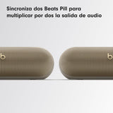 Beats Pill - Altavoz Bluetooth inalámbrico y Cargador portátil Mediante USB-C, hasta 24 Horas de autonomía, Resistencia al Agua IP67, Compatible con Apple y Android, micrófono Integrado – Champán