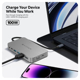 Hyper HDM1H-GL Hub USB-C HyperDrive Dual 4K HDMI 10 en 1 para MacBooks M1/M2 con 10 Puertos Esenciales - Plata
