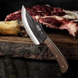 HOSHANHO Juego de Cuchillo de Carnicero, Forjado a Mano, Con Bolsa Enrollable Afilado Cuchillo de Carne, Cuchillo de Hueso y Cuchillo Deshuesador, Ideal Para el Hogar, Camping y BBQ