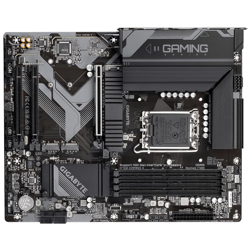 GIGABYTE B760 GAMING X Placa Base - Compatible con procesadores Intel Core de 14ª generación, VRM digital de 8+1+1 fases, hasta 7600MHz DDR5 (OC), 3x PCIe 4.0 M.2, 2.5GbE LAN, USB 3.2 Gen 2