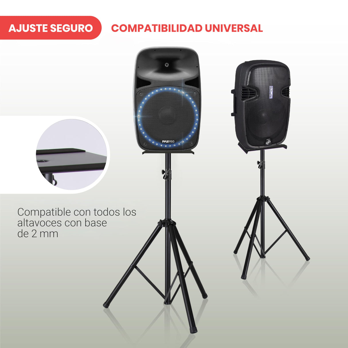 Pyle Soporte de Altavoz Monitor. Par de trípodes con Kit de Montaje. Ajustables en Altura de 86 a 134 cms. con Base de Metal Reforzado, Negro