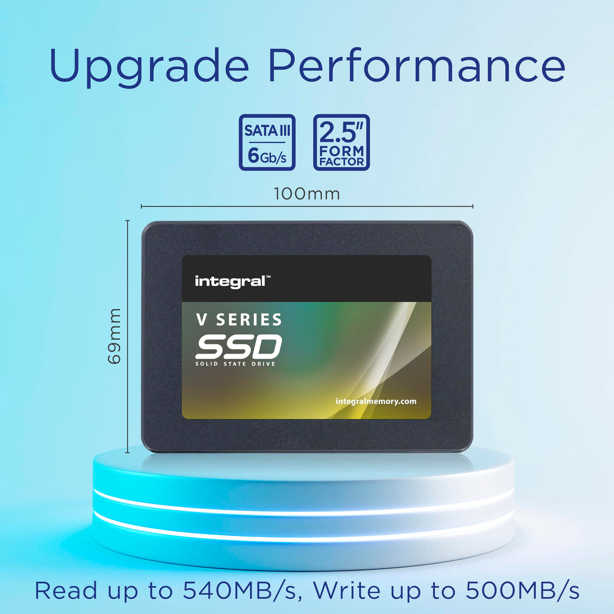 Integral V Series S 2.5" SATA III SSD 2TB - Unidad Interna de Estado sólido - Velocidades de Lectura 540 MB/s y Escritura 500 MB/s para actualizaciones de computadoras y portátiles