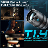 SIRUI VP-1 Vision Prime 1 T1.4 Full Frame Cine Lens, 50mm Lente de Cine de Enfoque Manual con E Montura, Interchangeable RF/Z/L Monturas, 1 Lens para 4 Monturas (Metal Gray, E/RF/Z/L Monturas)