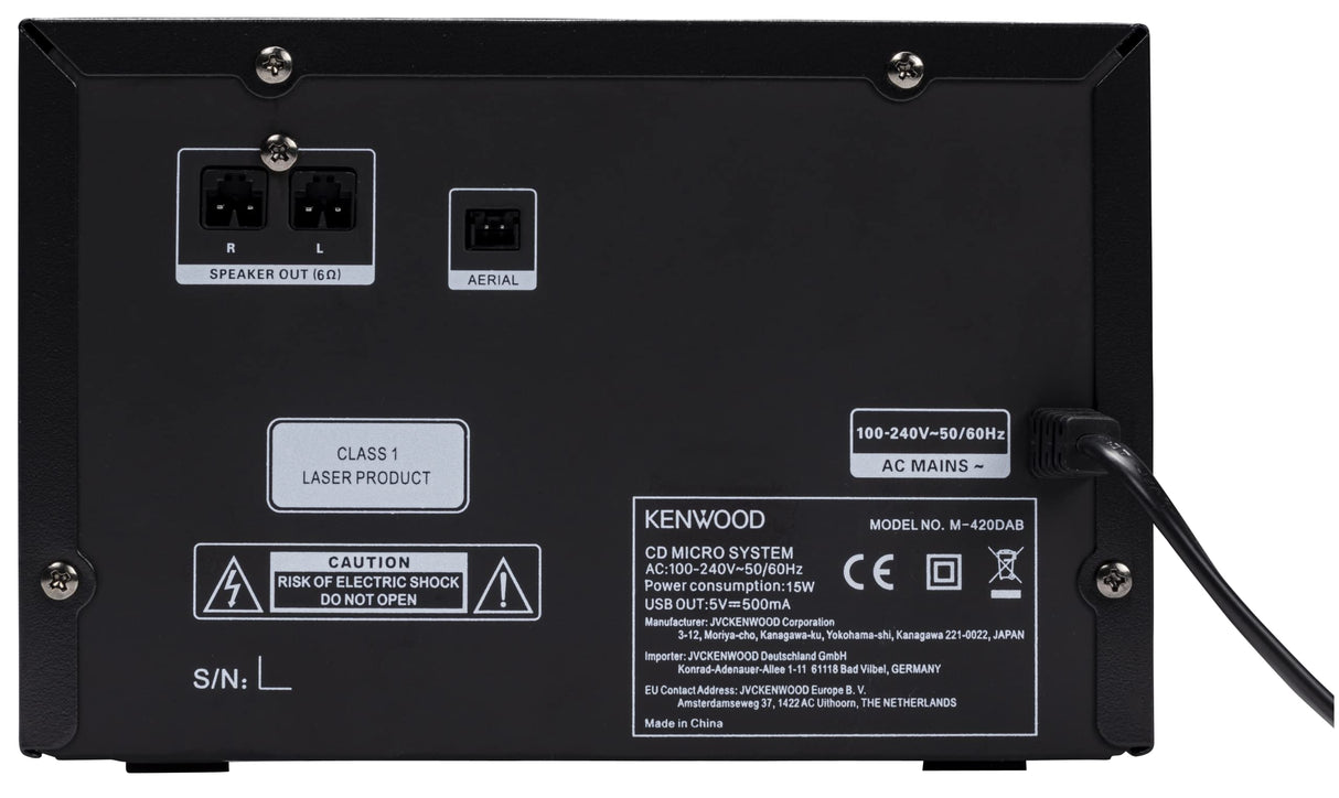 KENWOOD M-420DAB - Microcadena, Color Negro,D, USB, Dab+, Bluetooth