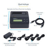 StarTech.com Borrador Autónomo USB 3.0 de 1 Bahía para Discos Duros o SSDs, USB 3.0 a SATA II (3 Gbps), TAA, 9 Modos de Borrado, Pantalla LCD, Sanitizador, Puerto DB-9 de Impresora (SDOCK1EU3P)