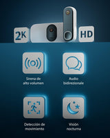 Arlo Vídeoportero inalámbrico HD y Floodlight cámara 2K WiFi inalámbrico Blanca - protección inteligente del hogar, visión nocturna, detección de movimiento, audio bidireccional, compatible con Alexa