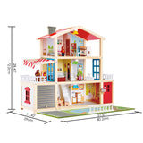 Sustainable Wood Toy, Hape Doll Family Mansion Playset With 4 Figures, 6 Rooms, 2 Balconies, 7 Room Sets and Barbecue. 3 years +