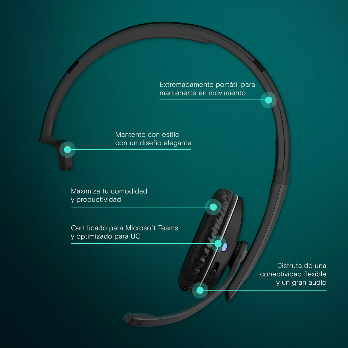 EPOS I SENNHEISER Adapt 231 - Adapt 200 Series - Auricular - On-Ear - Bluetooth - Inalámbrico - Adaptador USB-C a través de Bluetooth - Negro - Certificado para Microsoft Teams, Optimizado para UC