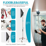 NEEWER Soporte de Luz de Servicio Pesado con Ruedas Soporte de Trípode Ajustable con 100% Acero Inoxidable Soporte de Base con Ruedas Compatible con Fotografía Softbox de Estudio Altura Máx: 305 cm