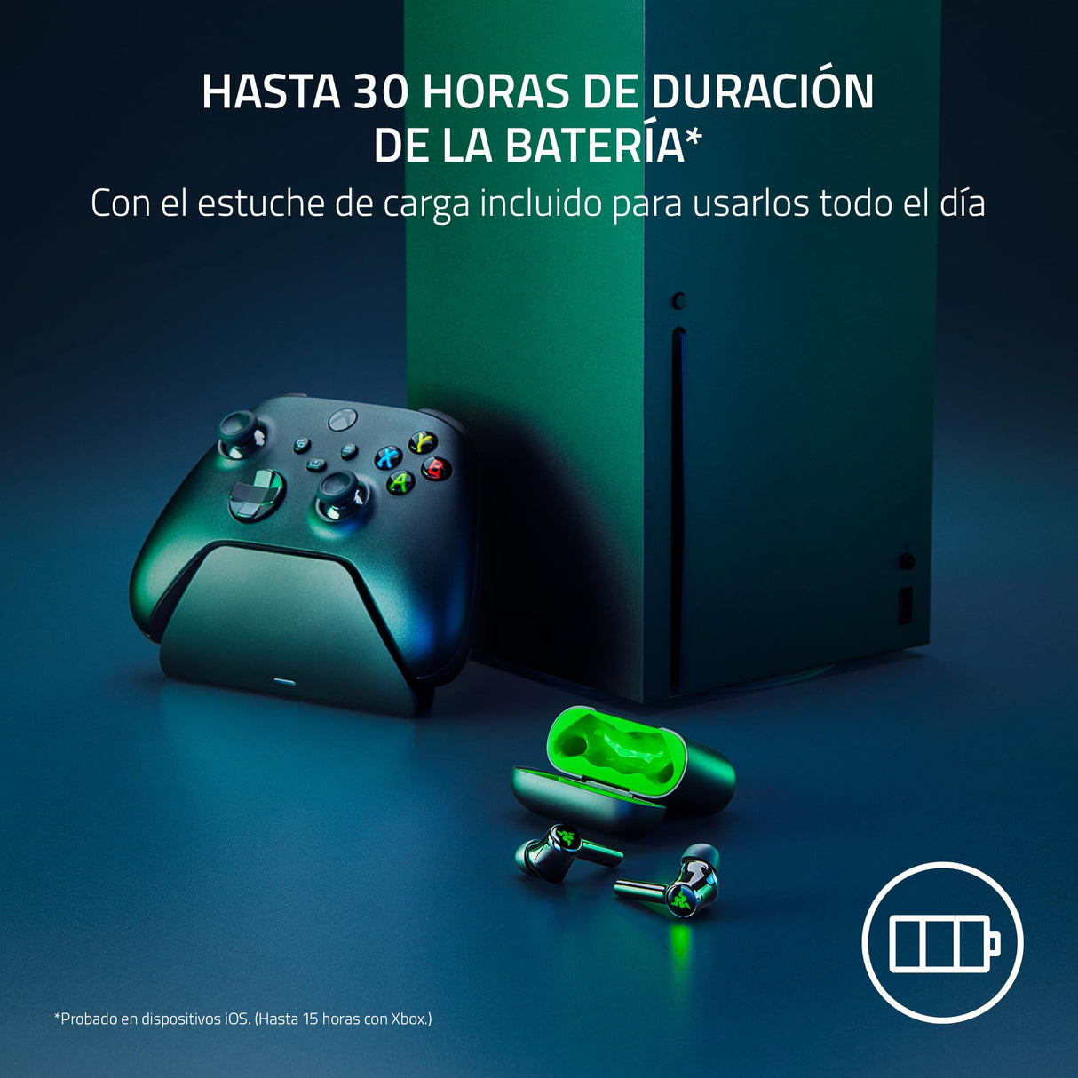 Razer Hammerhead HyperSpeed - Auriculares Gaming Inalámbricos Multiplataparama con Licencia para Xbox (HyperSpeed Wireless, Cancelación Activa del Ruido) Negro