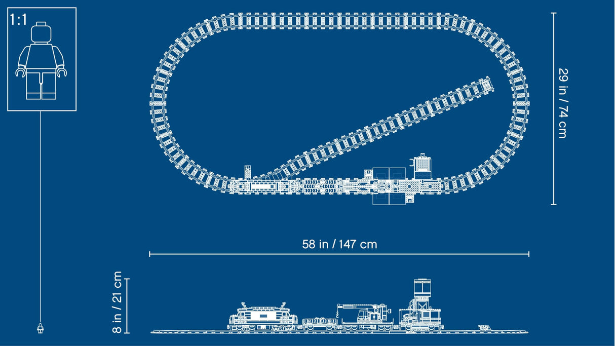 LEGO City Tren de Mercancías con Vehículo Teledirigido - Camión de Juguete, Carretilla Elevadora, 32 Piezas de Vía y & Minifiguras - Regalo para Niños y Niñas de 6+ Años 60198