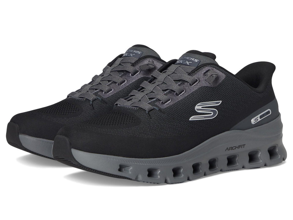 Skechers Arch Fit Glide-Step Pro, Zapatillas Hombre, Black Knit/Charcoal PU, 44 EU