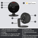 Logitech Circle View Cámara de seguridad doméstica con cable resistente a la intemperie, angular de 180°, HD 1080p, visión nocturna, audio de dos vías, con cifrado y Apple HomeKit Secure Video - Negro