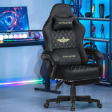 GTPLAYER Silla Gaming Sillón Gaming Tela Silla Gamer Ergonómica Oficina Silla PC, 150 kg, Silla de Mesa Regulable y giratoria con cojín de Asiento con muelles y reposapiés, Negro