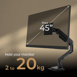 BenQ BSH01 Brazo ergonómico para Monitor - Soporte para Pantallas de hasta 45'' y 20 kg, Alta Resistencia, sin tambaleos, Abrazadera Superior y Base, Placa Refuerzo, VESA 75x75 y 100x100 mm