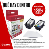 Canon Tinta y Papel - PG-545XL + CL-546XL - Pack de 2 Cartuchos Originales - (x 1 Negro, x 1 Tricolor) + Papel fotográfico 10 x 15 cm (50 Hojas)