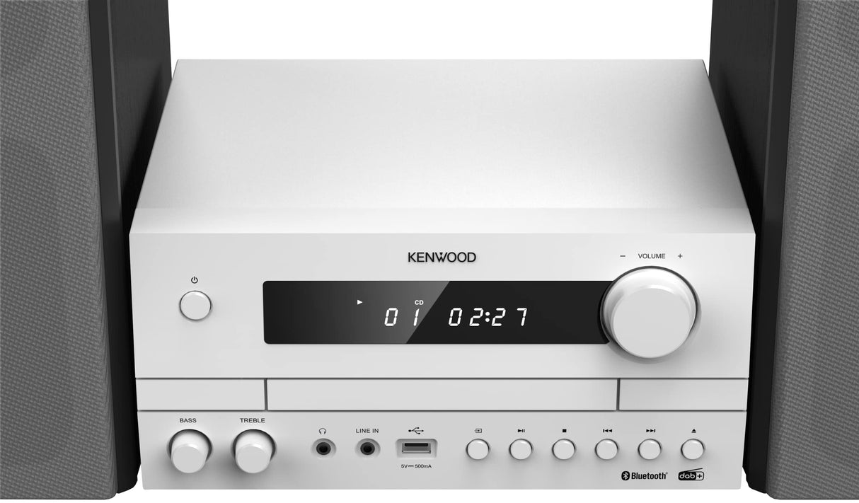 Microcadena HiFi Kenwood M-822DAB con CD, USB, Dab+ Blueetooth Audio-Streaming. Color: Blanco - Mini Equipo de Musica para casa