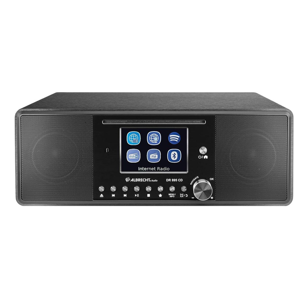 Albrecht DR 895 - Kit Compacto CD Dab+/FM/Internet/CD 27895, Color Negro con Pantalla a Color de 4", música estéreo y Podcast, USB, Control de la aplicación