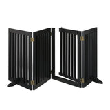 Relaxdays Barrera Seguridad Niños, Valla Protectora Bebés y Mascotas, 4 Paneles, con Puerta, Plegable, 70x207 cm, Negra, Tablero de Fibras