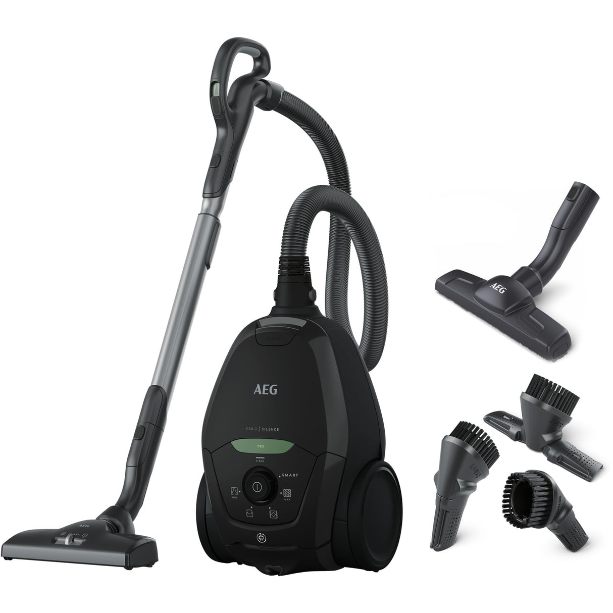 AEG VX82-1-ÖKO Aspirador con Bolsa, 75% Material Reciclado, Negro
