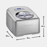 Cuisinart Heladera Profesional ICE100E Heladera con compresor 1.5L, Maquina para hacer helado, gelato, sorbetes y yogur helado casero, 150W, Helado al instante, Acero inoxidable, Color Plateado