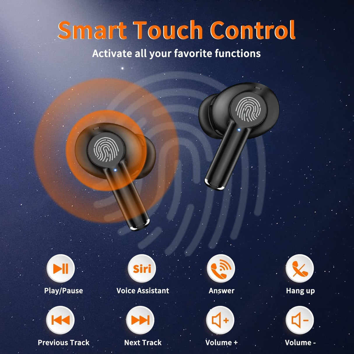ASDRTB Auriculares inalámbricos Auriculares Auriculares de reducción de Ruido estéreo de Alta fidelidad, con micrófono, Tiempo de reproducción 48h, Pantalla LED Doble, Carrera Impermeable ip7